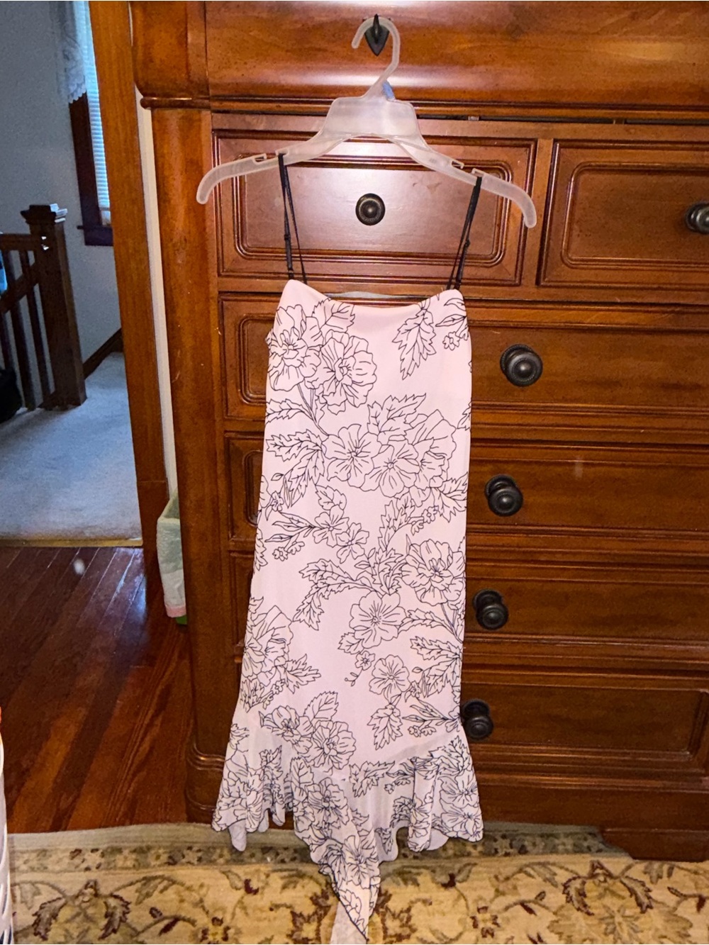 Next Up Pink Floral Slip Dress Asymmetrical Hem Y2K Size S
